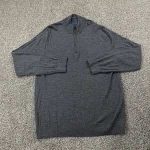 Fairlane Sweater Mens 2XL Gray Merino Wool‎ 1/4 Zip Mock Neck Pullover Cozy Soft